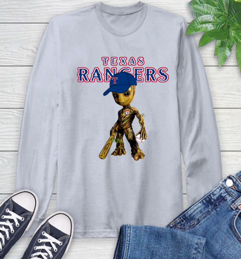 MLB Texas Rangers Groot Guardians Of The Galaxy Baseball Long Sleeve T-Shirt 6