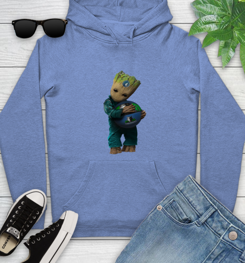 NBA Groot Guardians Of The Galaxy Basketball Sports Minnesota Timberwolves Youth Hoodie 12