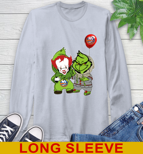 New York Islanders Baby Pennywise Grinch Christmas NHL Hockey Long Sleeve T-Shirt 6