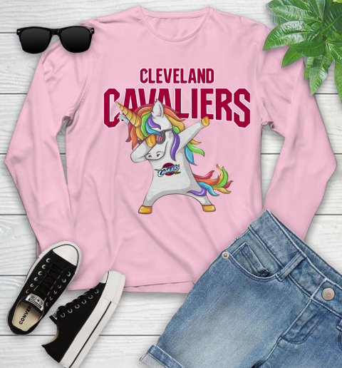 Cleveland Cavaliers NBA Basketball Funny Unicorn Dabbing Sports Youth Long Sleeve 10