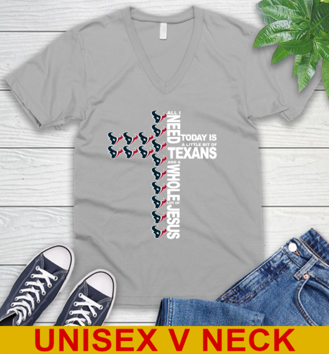 NFL All I Need Today Is A Little Bit Of Houston Texans Cross Shirt V-Neck T-Shirt 3
