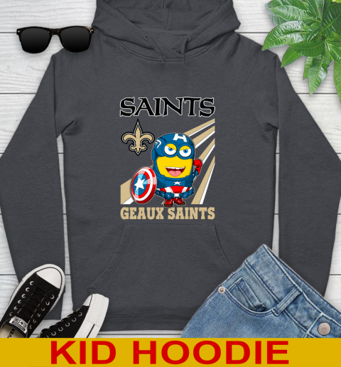 NFL Football New Orleans Saints Captain America Marvel Avengers Minion Shirt Youth Hoodie 9