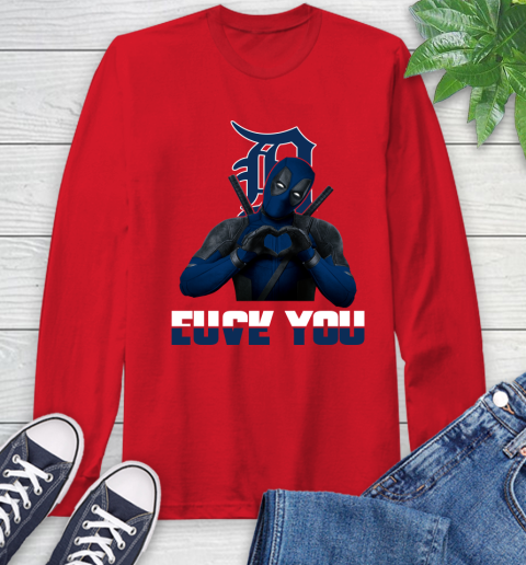 MLB Detroit Tigers Deadpool Love You Fuck You Baseball Sports Long Sleeve T-Shirt 11