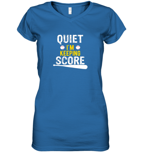 tmk4 quiet i39 m keeping score scorekeeper funny baseball women v neck t shirt 39 front royal