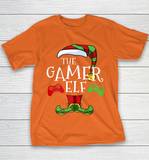 Gamer Elf Family Matching Christmas Funny Gaming Pajama Youth T-Shirt 4