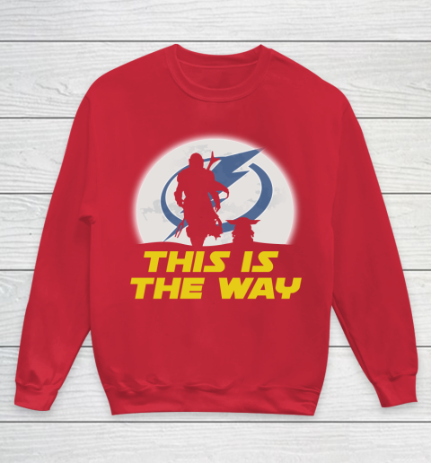 Tampa Bay Lightning NHL Ice Hockey Star Wars Yoda And Mandalorian This Is The Way Youth Sweatshirt 7