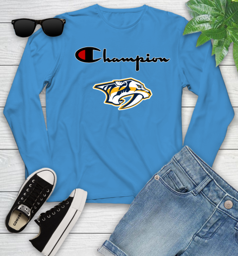 NHL Hockey Nashville Predators Champion Shirt Youth Long Sleeve 5