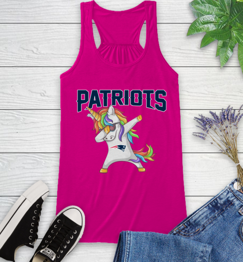 New England Patriots NFL Football Funny Unicorn Dabbing Sports Racerback Tank 8