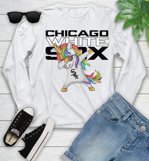 Chicago White Sox MLB Baseball Funny Unicorn Dabbing Sports Youth Long Sleeve