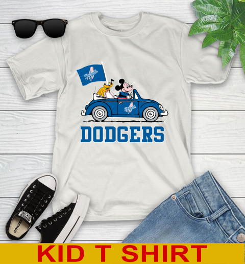 MLB Baseball Los Angeles Dodgers Pluto Mickey Driving Disney Shirt Youth T-Shirt 12