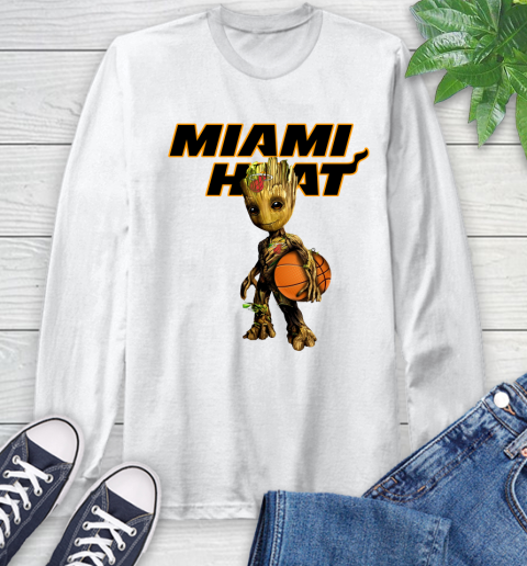 Miami Heat NBA Basketball Groot Marvel Guardians Of The Galaxy Long Sleeve T-Shirt