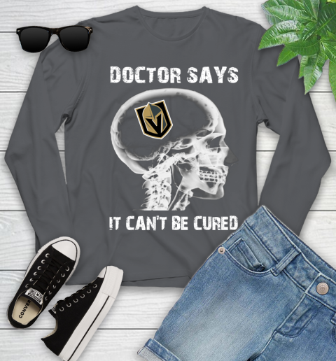 NHL Vegas Golden Knights Hockey Skull It Can't Be Cured Shirt Youth Long Sleeve 8