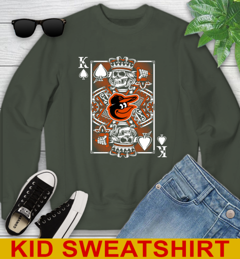Baltimore Orioles MLB Baseball The King Of Spades Death Cards Shirt Youth Sweatshirt - Image 9