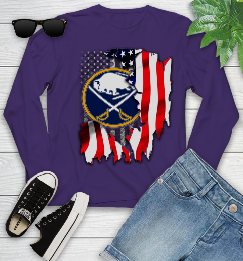 Buffalo Sabres NHL Hockey American Flag Youth Long Sleeve 4