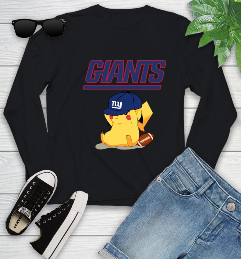 NFL Pikachu Football Sports New York Giants Youth Long Sleeve 2