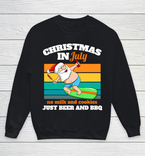 Surfer Santa Beer And BBQ Xmas Party Beach Christmas In July Youth Sweatshirt