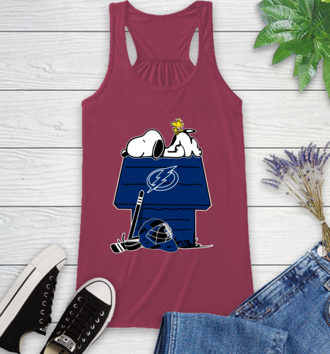 Tampa Bay Lightning NHL Hockey Snoopy Woodstock The Peanuts Movie Racerback Tank 8