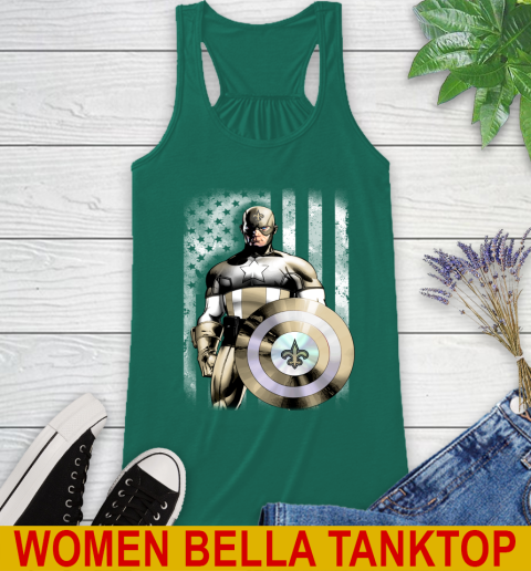 New Orleans Saints NFL Football Captain America Marvel Avengers American Flag Shirt Racerback Tank 5