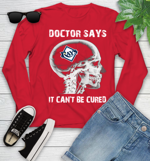 MLB Tampa Bay Rays Baseball Skull It Can't Be Cured Shirt Youth Long Sleeve 10