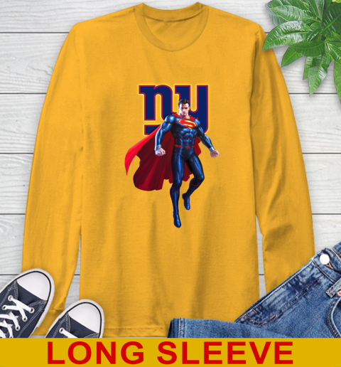 NFL Superman DC Sports Football New York Giants Long Sleeve T-Shirt 3