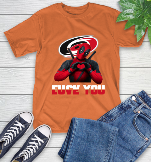 NHL Carolina Hurricanes Deadpool Love You Fuck You Hockey Sports T-Shirt 4