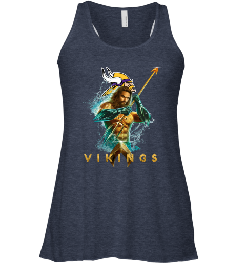 NFL Minnesota Vikings Aquaman DC Football Sports pZqIBKzLpkw flowy tank 32 95 151514 front heather navy