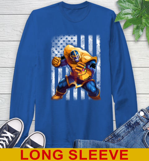 NFL Football Carolina Panthers Thanos Marvel American Flag Shirt Long Sleeve T-Shirt 11