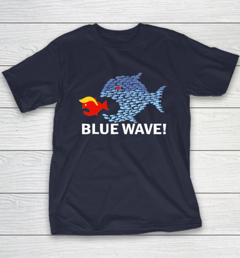 Blue Wave 2024 Funny Big Fish Eat Little Fish Trump Hair Youth T-Shirt 2
