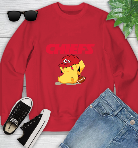 NFL Pikachu Football Sports Kansas City Chiefs Youth Sweatshirt 9