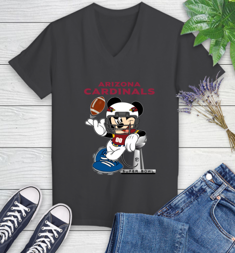 NFL Arizona Cardinals Mickey Mouse Disney Super Bowl Football T Shirt Women's V-Neck T-Shirt 8