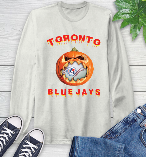 MLB Toronto Blue Jays Halloween Pumpkin Baseball Sports Long Sleeve T-Shirt 12