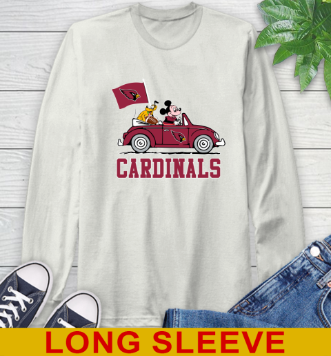 NFL Football Arizona Cardinals Pluto Mickey Driving Disney Shirt Long Sleeve T-Shirt 12