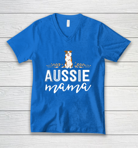 Dog Mom Shirt Aussie Mama Dog Mom Shirt For Women Australian Shepherd V-Neck T-Shirt 5