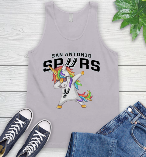 San Antonio Spurs NBA Basketball Funny Unicorn Dabbing Sports Tank Top 4