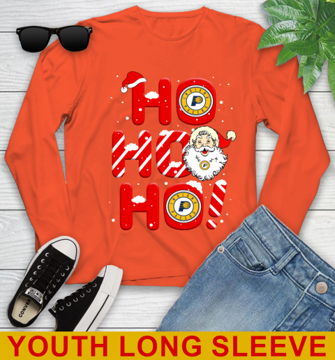 Indiana Pacers NBA Basketball Ho Ho Ho Santa Claus Merry Christmas Shirt Youth Long Sleeve 3