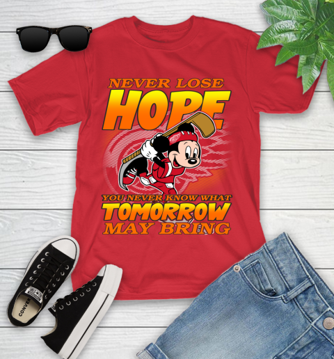 Detroit Red Wings NHL Hockey ootball Mickey Disney Never Lose Hope Youth T-Shirt 13