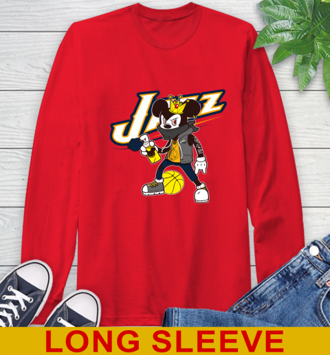 Utah Jazz NBA Basketball Mickey Peace Sign Sports Long Sleeve T-Shirt 10