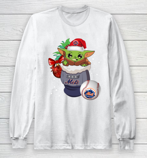 New York Mets Christmas Baby Yoda Star Wars Funny Happy MLB Long Sleeve T-Shirt 3 New York Mets Christmas Baby Yoda Star Wars Funny Happy MLB Long Sleeve T-Shirt - Image 3