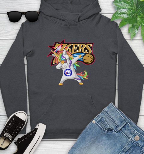 Philadelphia 76ers NBA Basketball Funny Unicorn Dabbing Sports Youth Hoodie 8