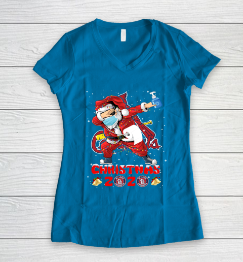 St.Louis Cardinals Funny Santa Claus Dabbing Christmas 2020 MLB Women's V-Neck T-Shirt 5