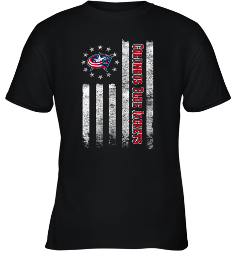 NHL American Flag Hockey Sports Columbus Blue Jackets Youth T-Shirt