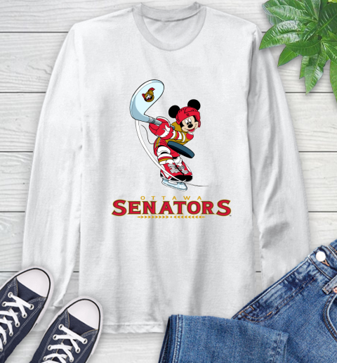 NHL Hockey Ottawa Senators Cheerful Mickey Mouse Shirt Long Sleeve T-Shirt 2