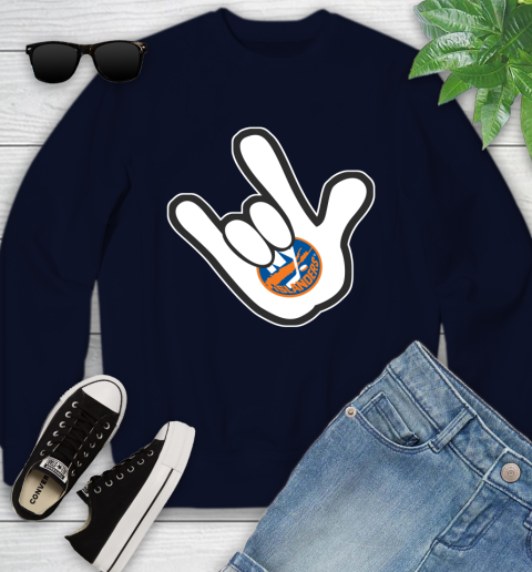New York Islanders NHL Hockey Mickey Rock Hand Disney Youth Sweatshirt 3
