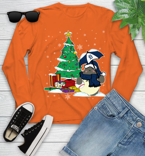 Detroit Tigers MLB Baseball Cute Tonari No Totoro Christmas Sports Youth Long Sleeve 3