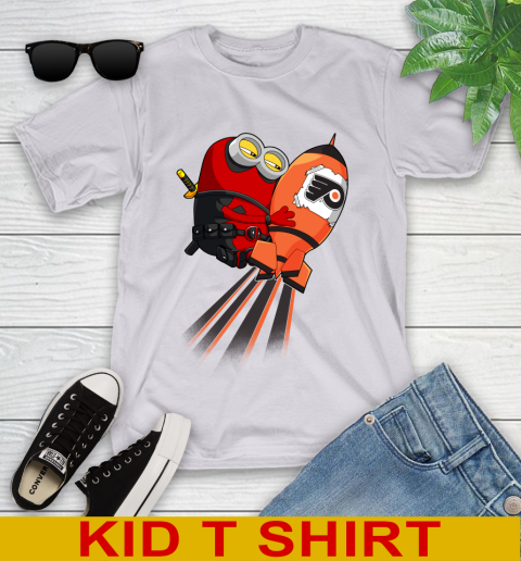 NHL Hockey Philadelphia Flyers Deadpool Minion Marvel Shirt Youth T-Shirt 4