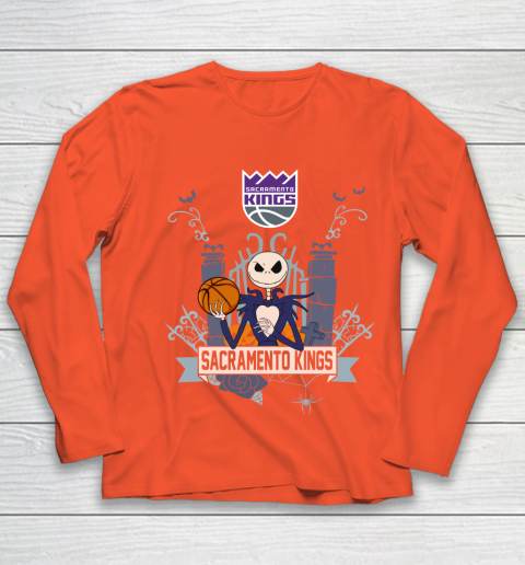 NBA Sacramento Kings Basketball Jack Skellington Halloween Youth Long Sleeve 3