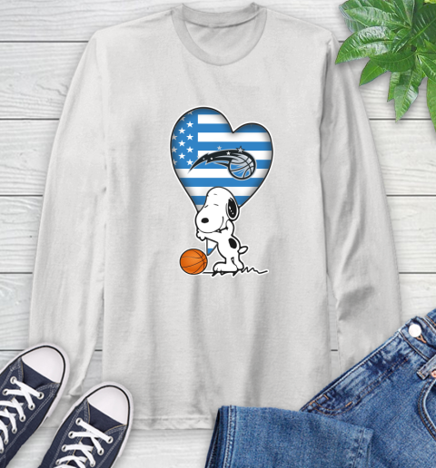 Orlando Magic NBA Basketball The Peanuts Movie Adorable Snoopy Long Sleeve T-Shirt