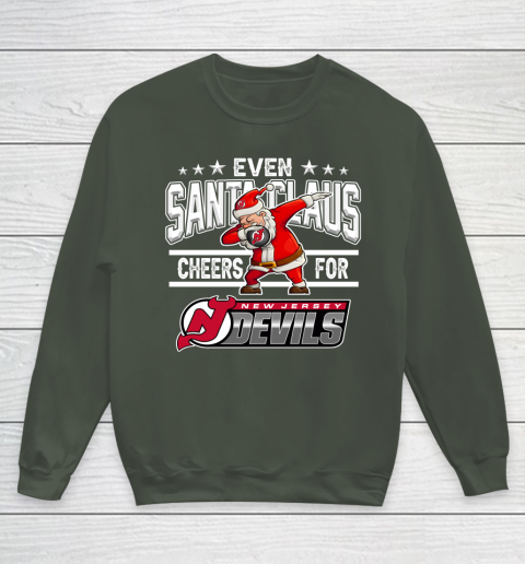 New Jersey Devils Even Santa Claus Cheers For Christmas NHL Youth Sweatshirt 8