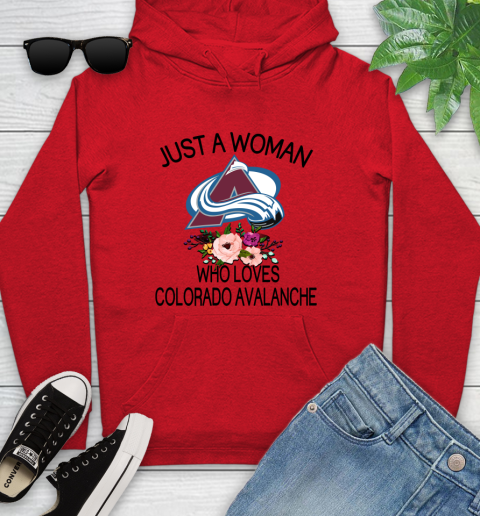 NHL Just A Woman Who Loves Colorado Avalanche Hockey Sports Youth Hoodie 7