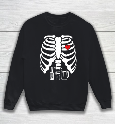 Skeleton Pregnancy Belly Of Beer X Ray Halloween Sweatshirt